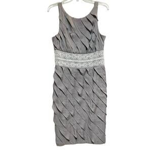 London Times Sleeveless Layered Shift Dress, *READ LOOSE HEM*, Size 12P